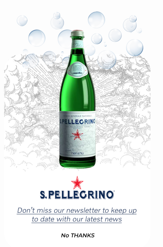 Création S.Pellegrino : bouteille sur un fond de glace
